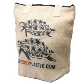 Eco Jute Bag - Two Turtles - Click Image to Close